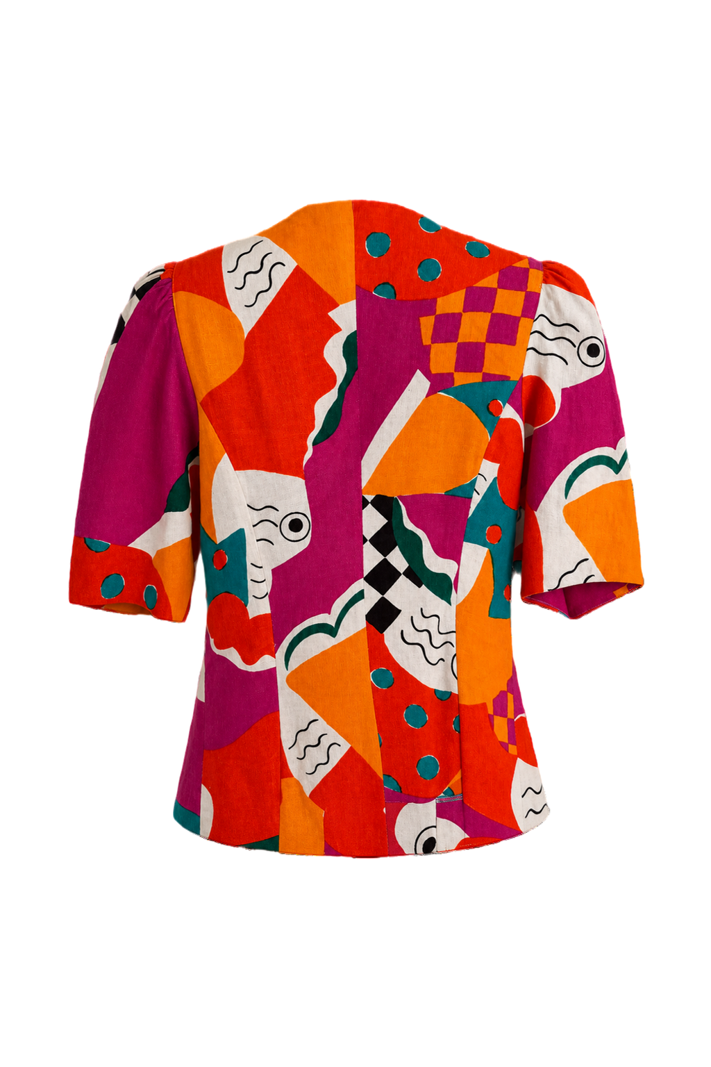 1980s Multicolor Cotton Blazer - Back View