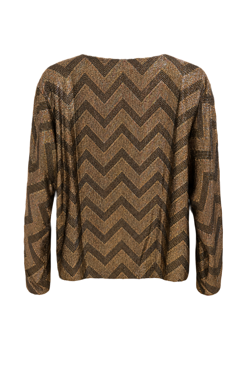 1980s Gold Metallic Blend Blouse - Back View