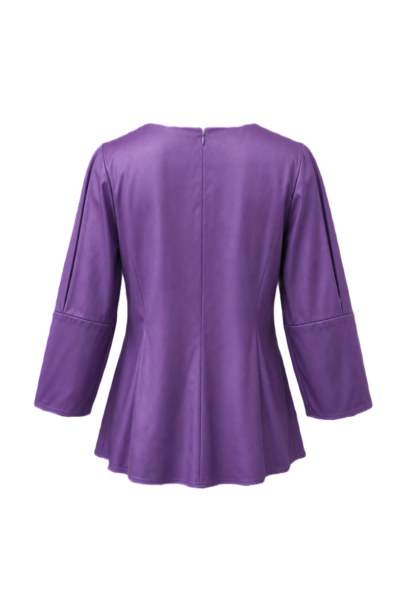 1980s Purple Synthetic Blend Blouse - Back View