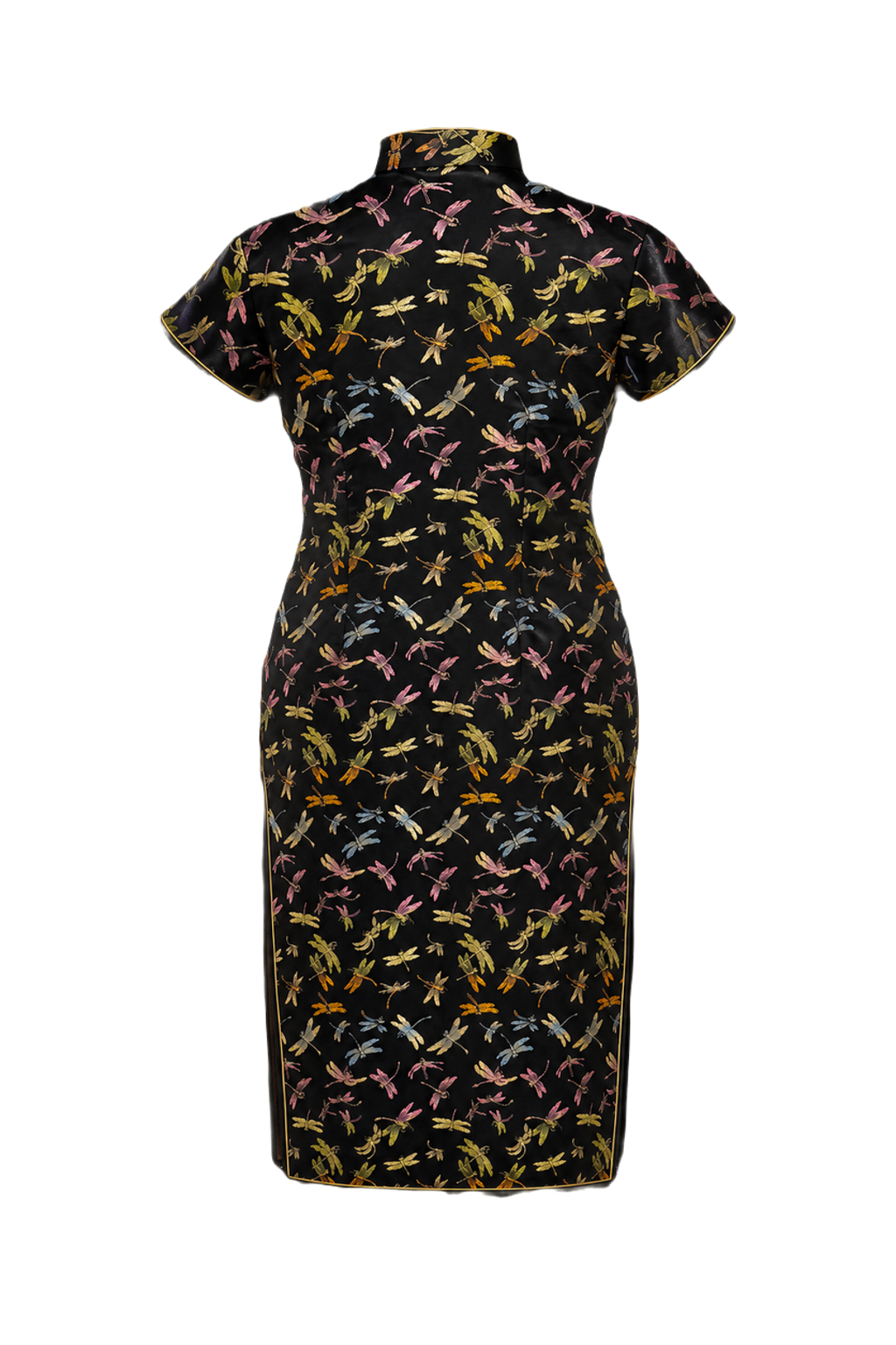 1970s Black Silk Cheongsam - Back View