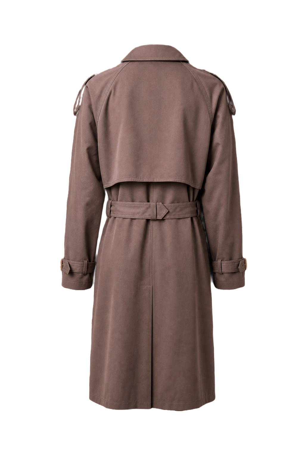 1980s Taupe Cotton Trench Coat - Back View