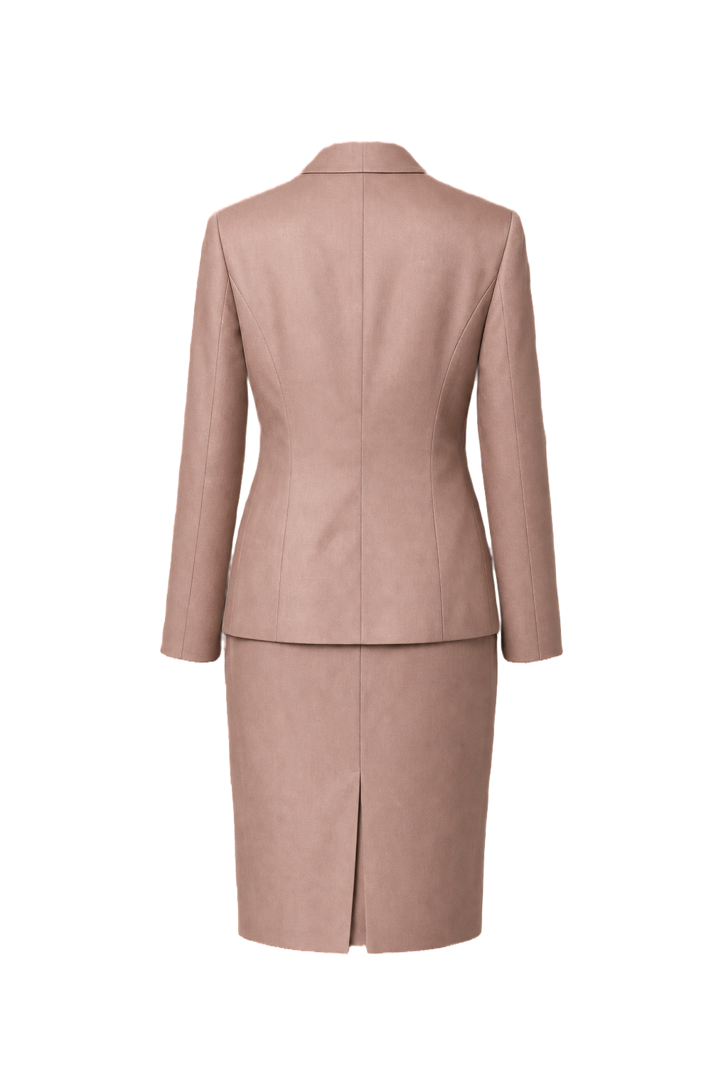 1980s Dusty Rose Silk Blend Blazer + Skirt - Back View