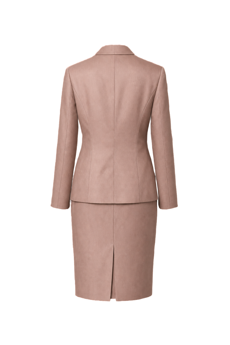 1980s Dusty Rose Silk Blend Blazer + Skirt - Back View