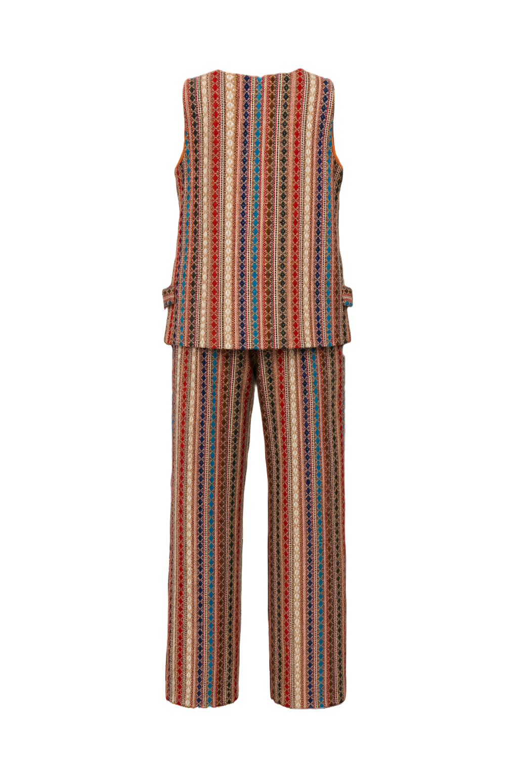 1970s Multicolored Cotton 2-Piece Set - Back View