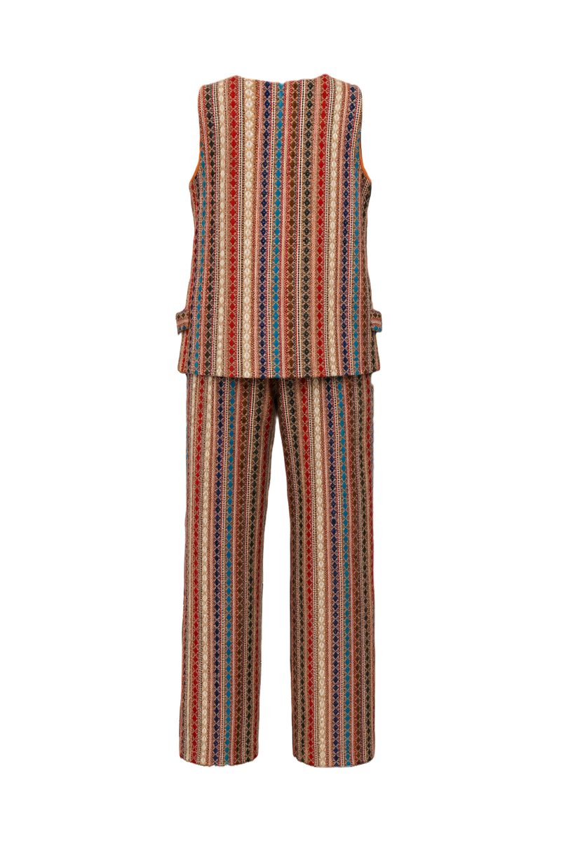 1970s Multicolored Cotton 2-Piece Set - Back View