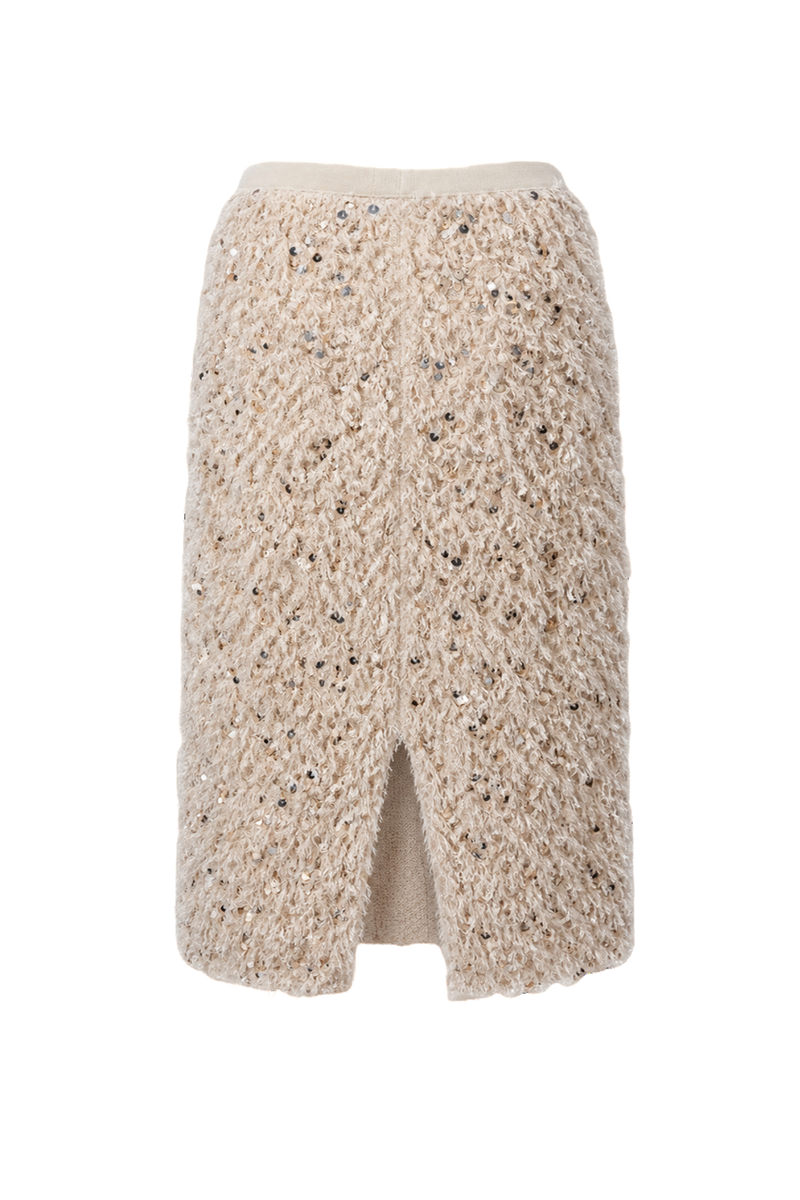 1990s Cream Wool Blend Skirt - Back View