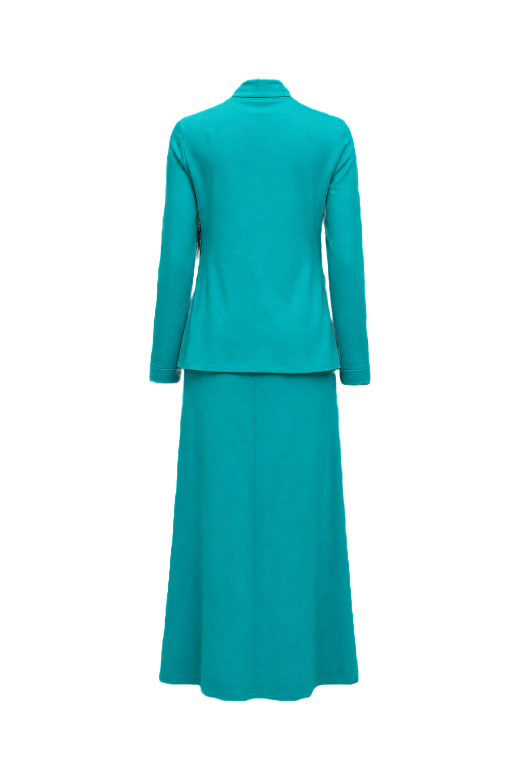 1970s Turquoise Cotton Blend Blazer and Maxi Dress Set - Back View