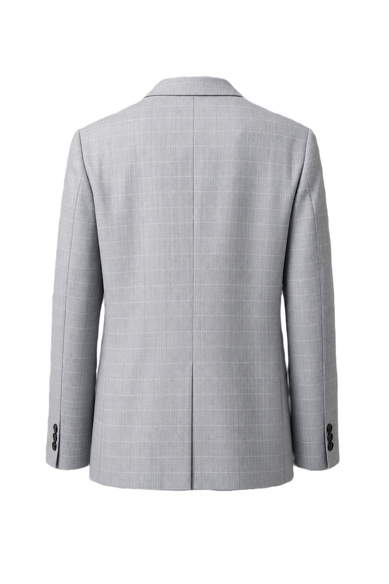 1980s Light Blue Wool Blend Blazer - Back View