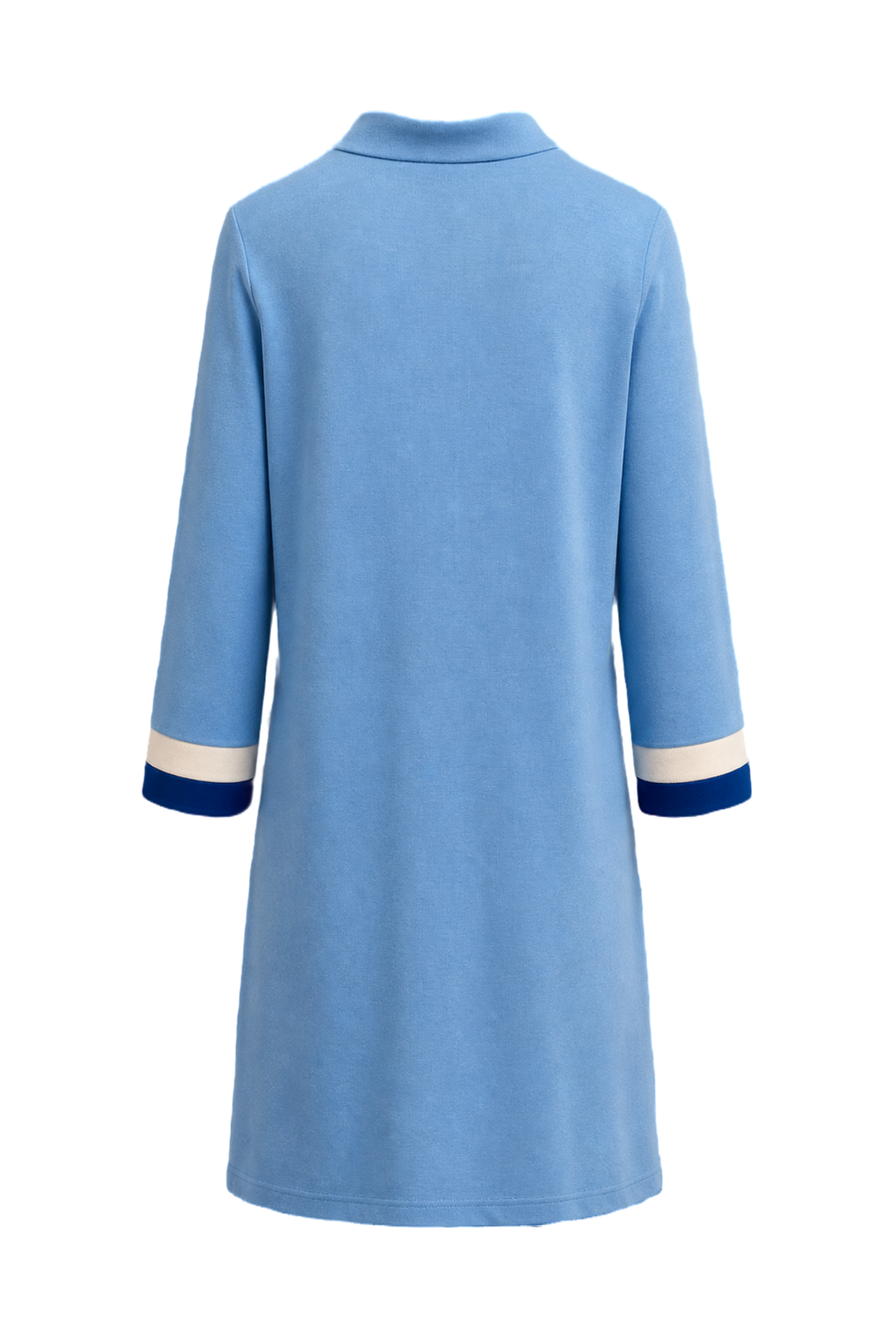1960s Blue Cotton Blend Shift Dress - Back View
