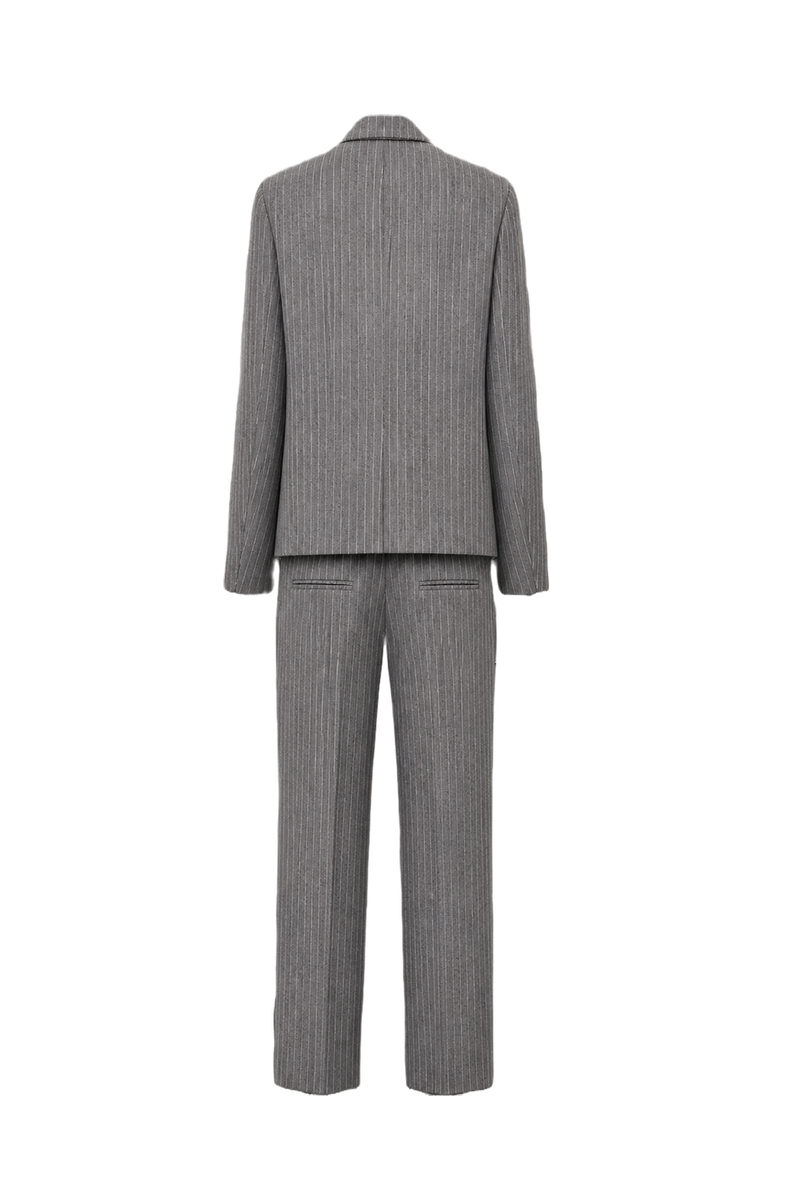 1990s Grey Wool Blend Blazer Set - Back View