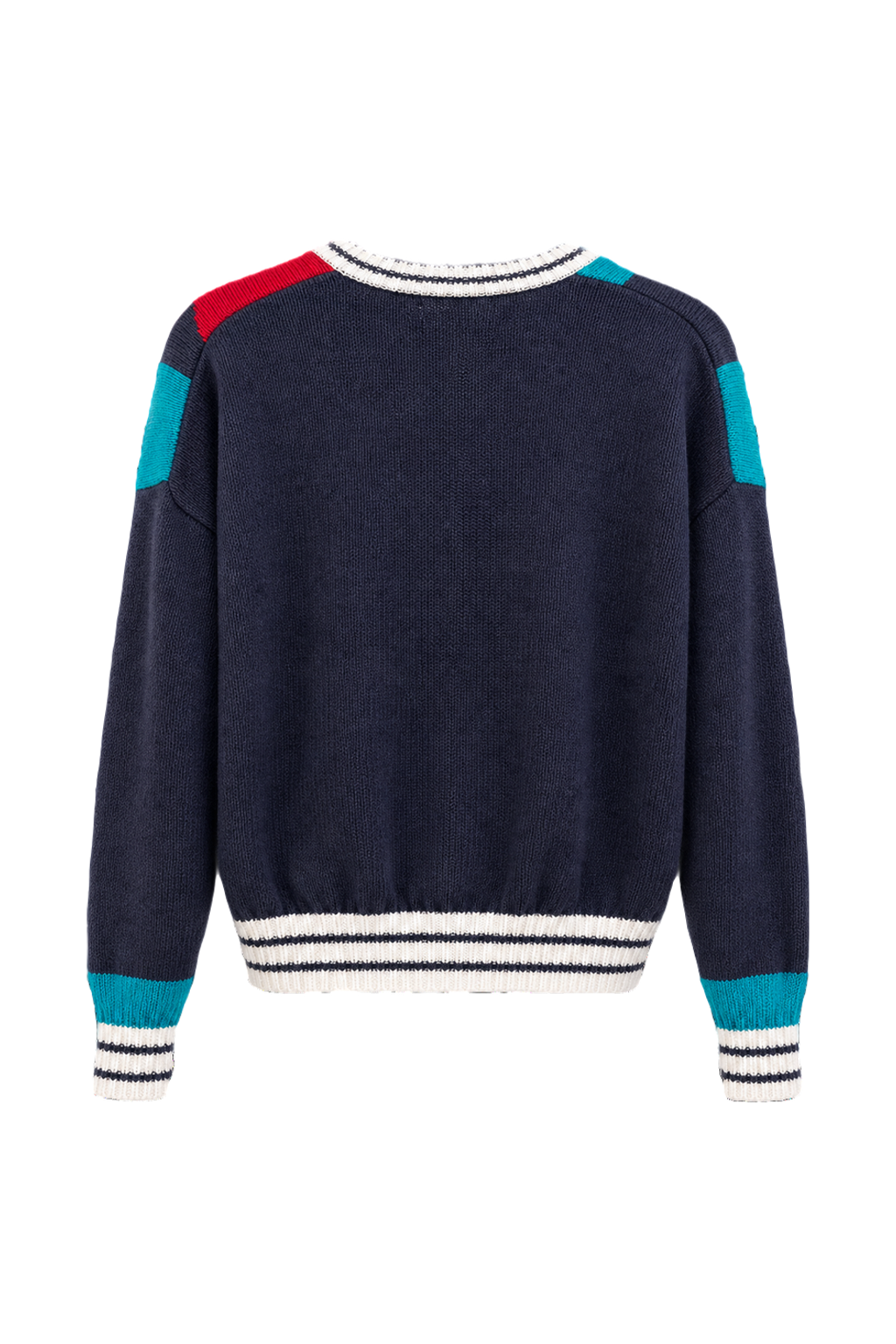 1980s Navy Blue Cotton Blend Sweater - Back View