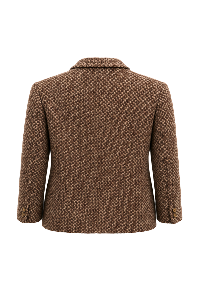 1950s Brown Wool Blend Blazer - Back View