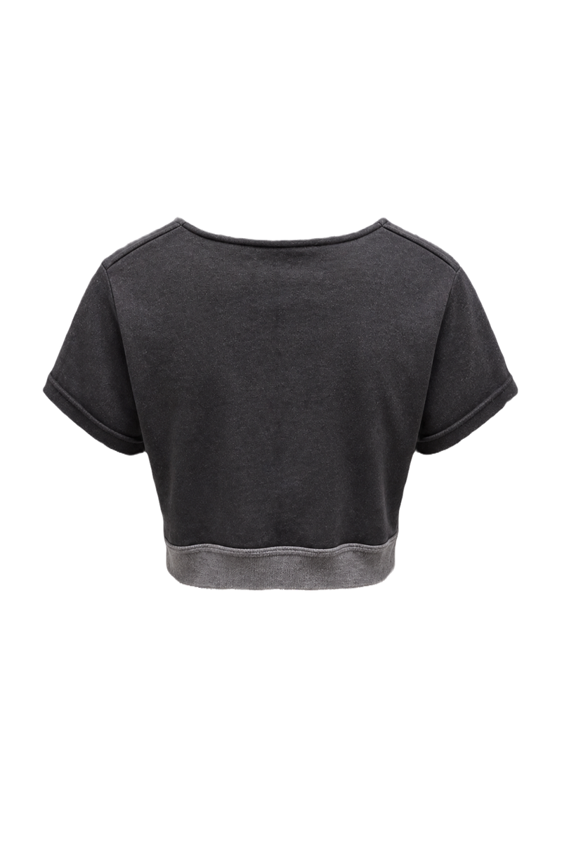1990s Black Cotton Crop Top - Back View