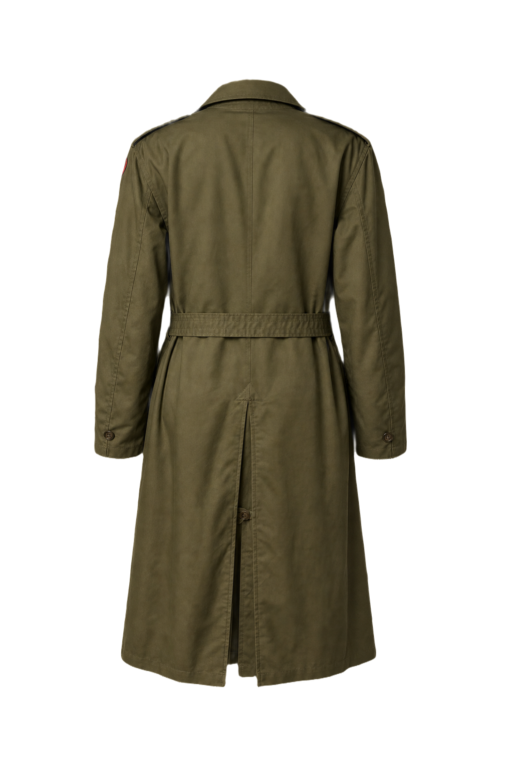 1940s Olive Drab Cotton Trench Coat - Back View