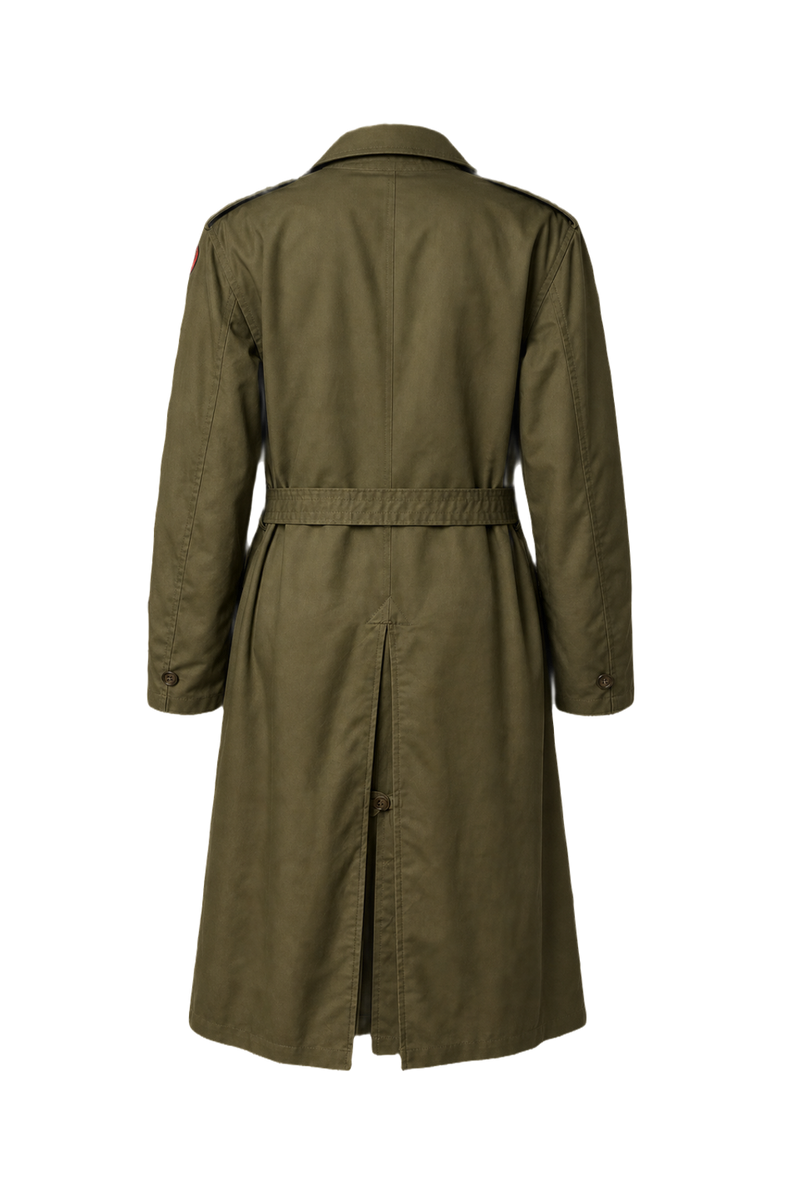 1940s Olive Drab Cotton Trench Coat - Back View