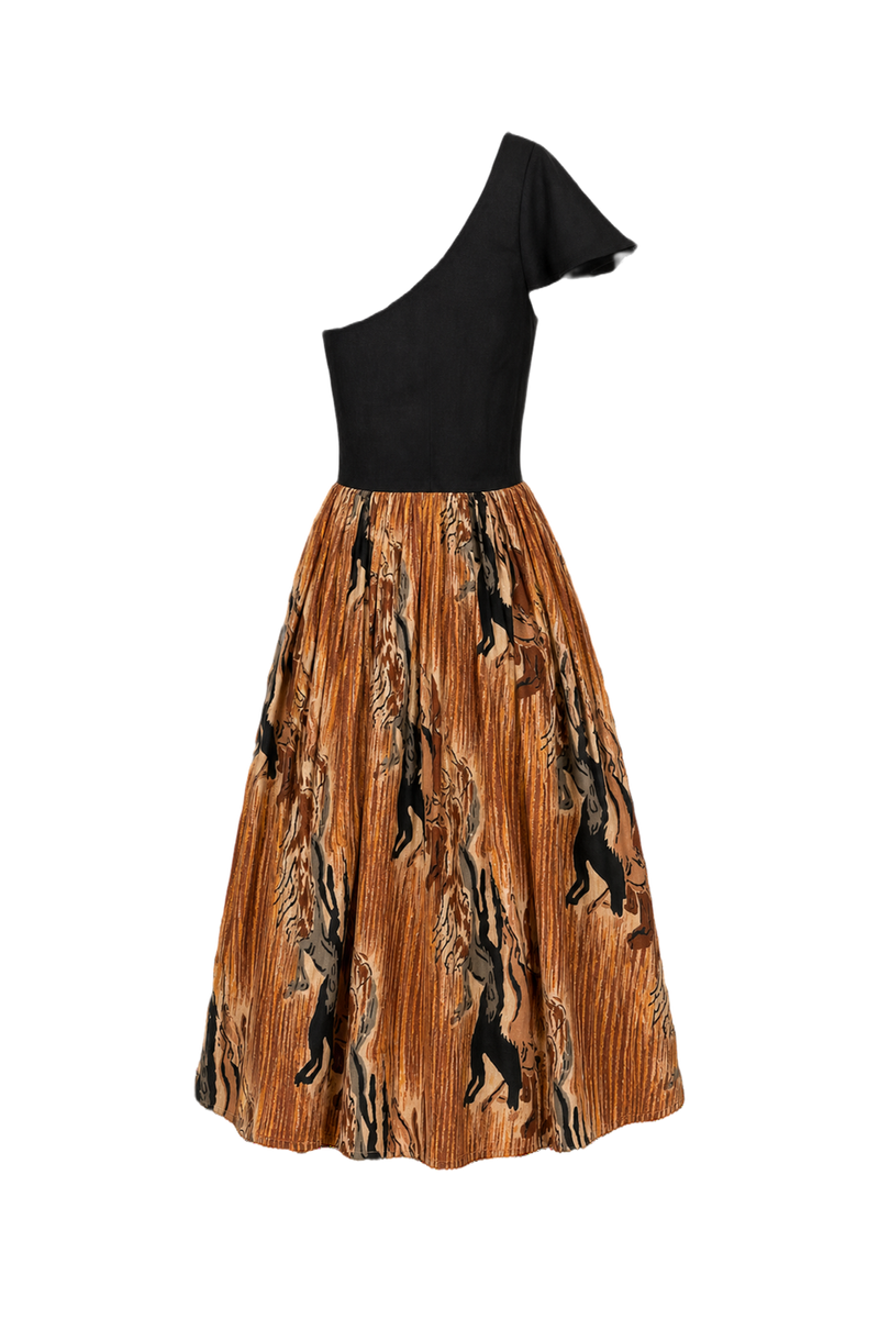 1970s Black Polyester Dress - Back View