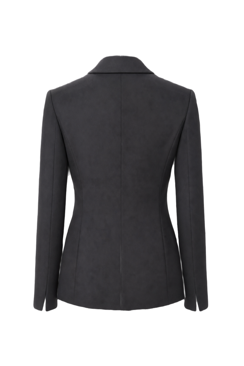 1990s Charcoal Grey Wool Blazer - Back View