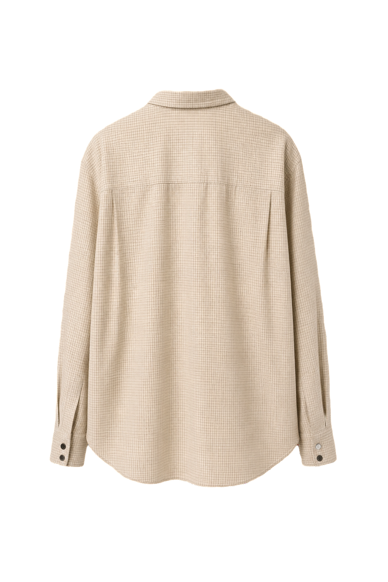 1980s Cream White Cotton Blend Shirt - Back View