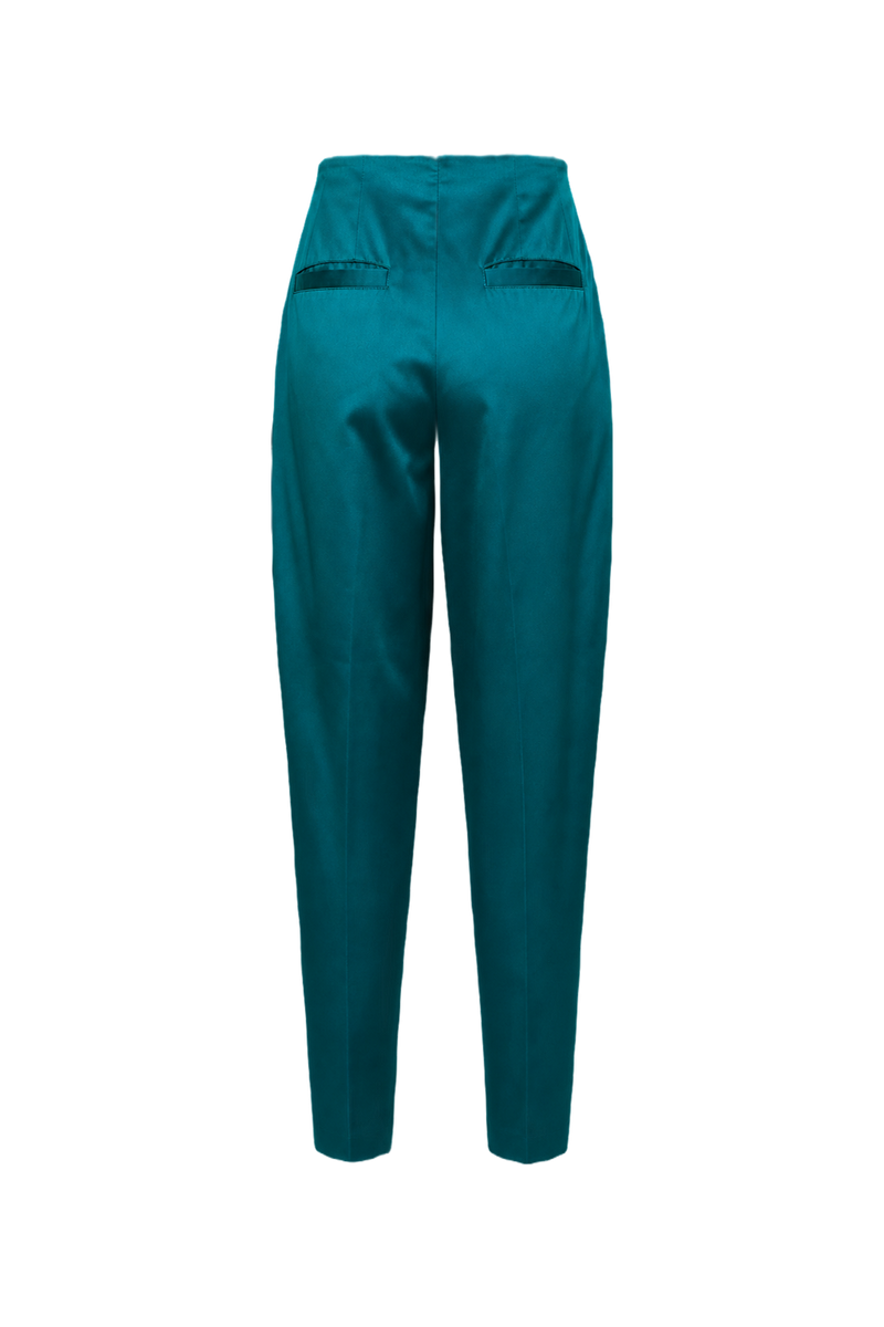 1990s Teal Polyester Trousers - Back View