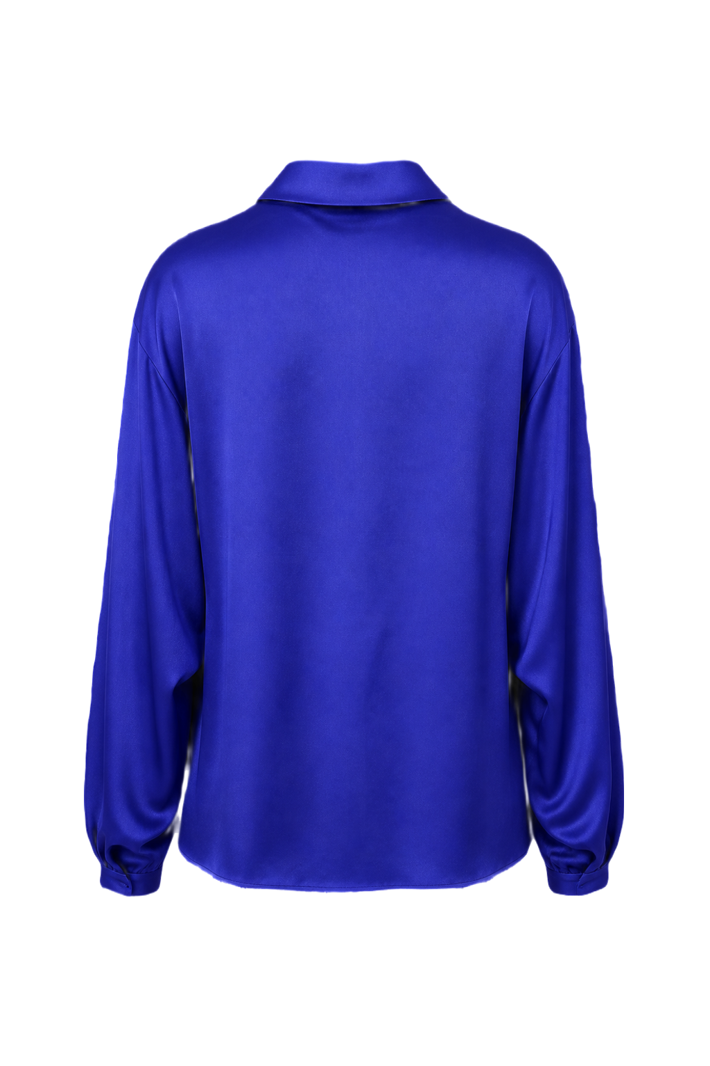 1980s Royal Blue Silk Blouse - Back View