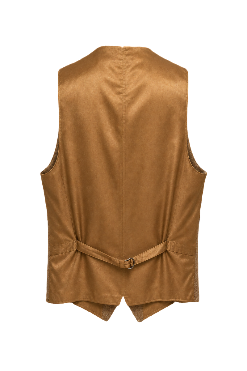 1970s Tan Wool Vest - Back View