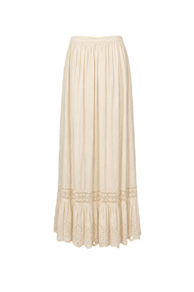 1930s Cream White Cotton Skirt - Back View