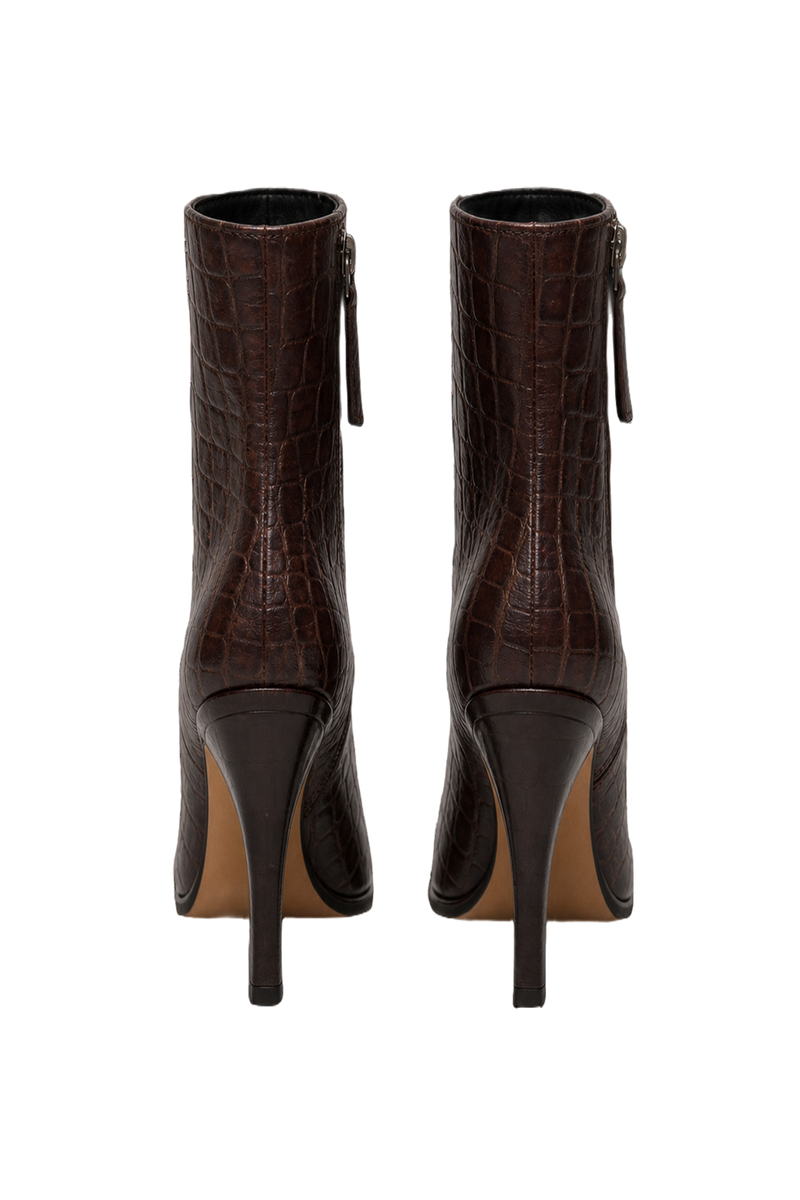 1990s Dark Brown Leather Boots - Back View