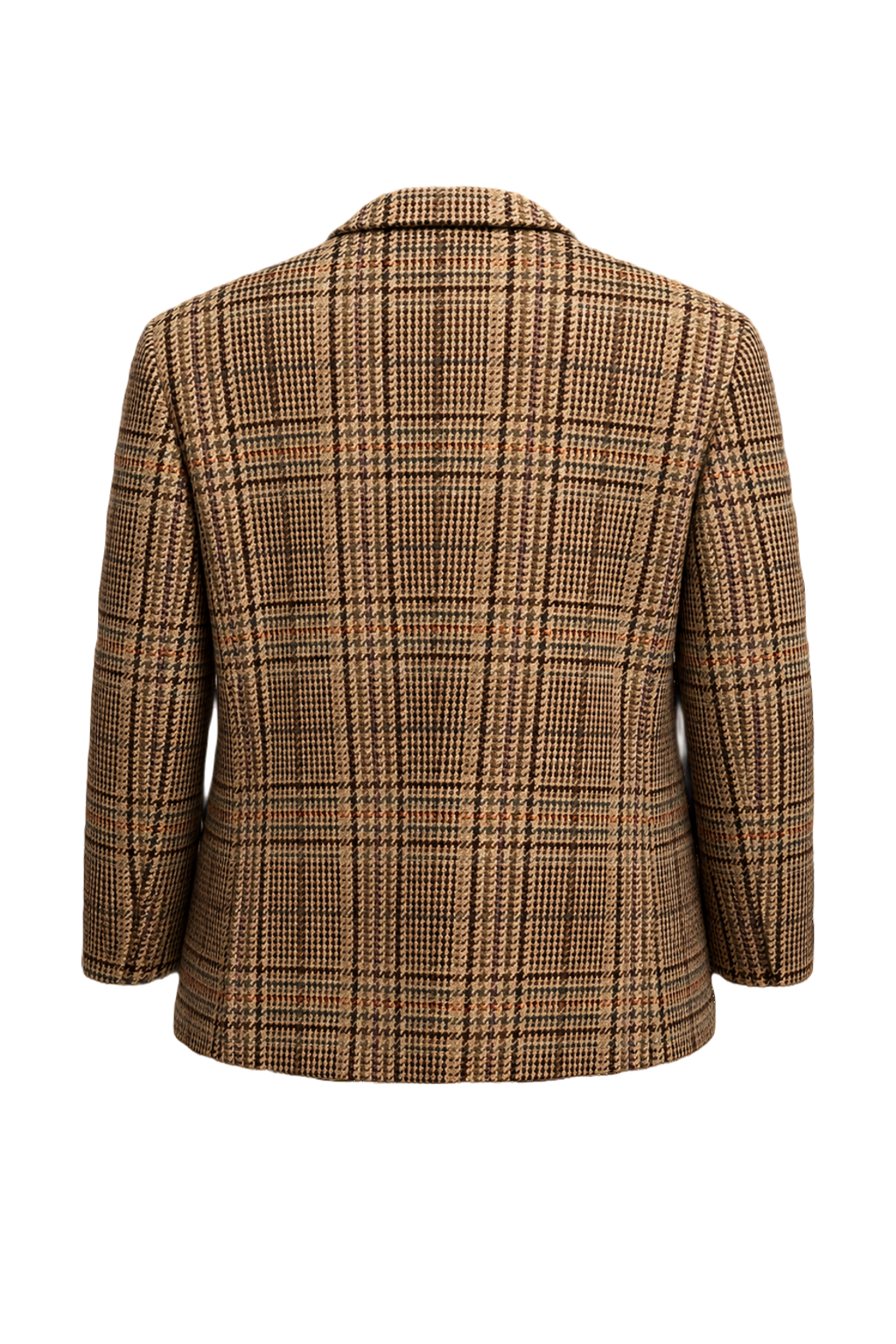 1970s Brown Plaid Wool Blazer - Back View