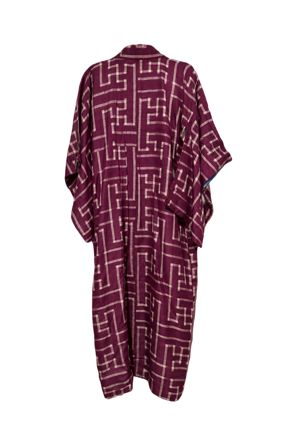 1950s Burgundy Silk Kimono - Back View