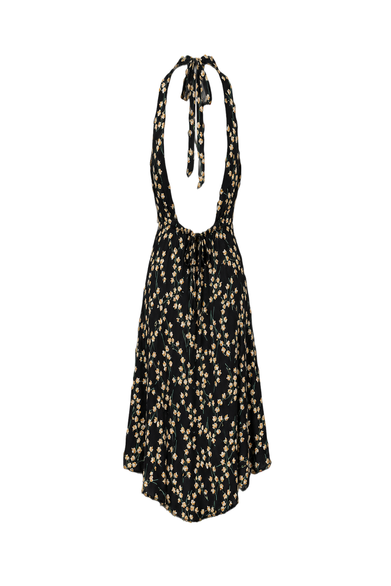 1990s Black Silk Dress - Back View