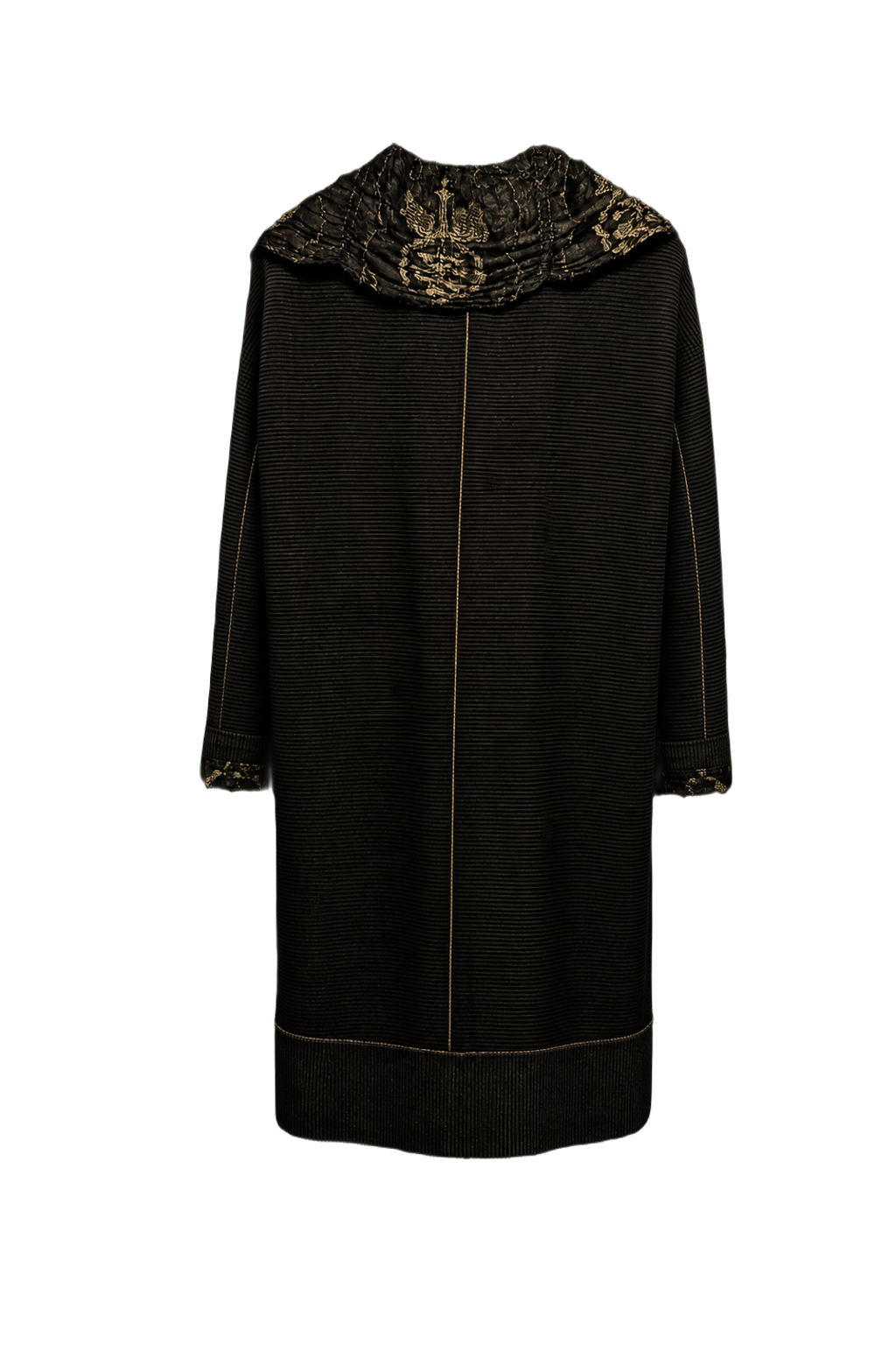 1950s Dark Olive Wool Coat - Back View