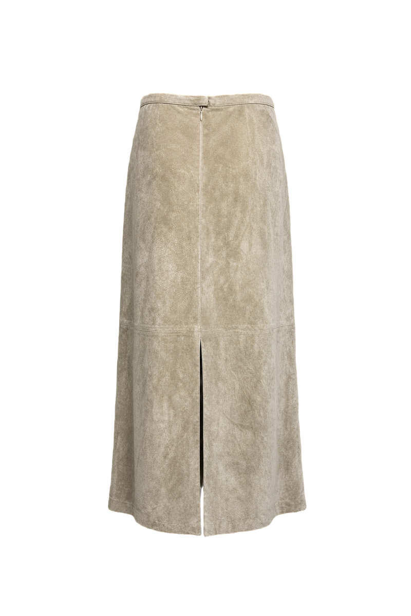 1990s Light Beige Suede Skirt - Back View