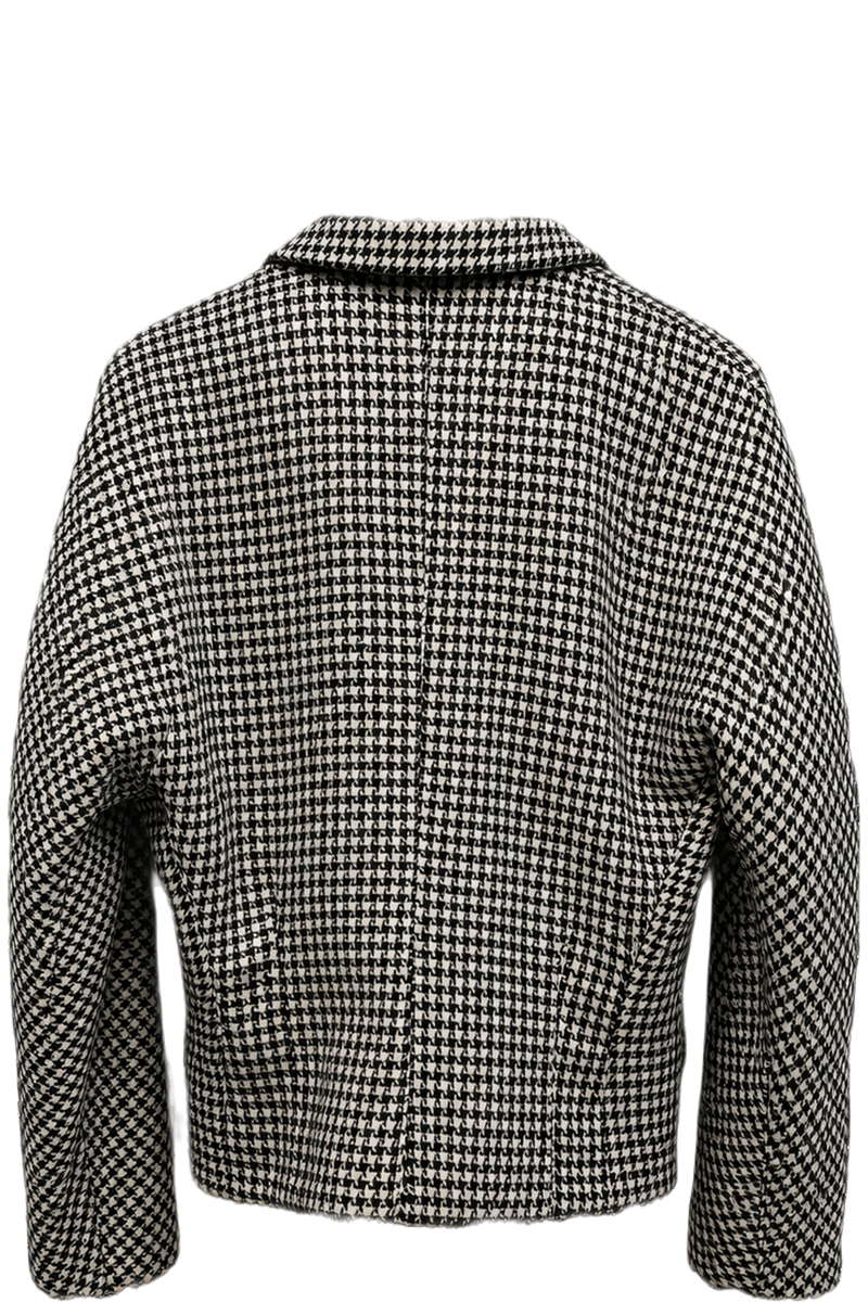 1990s Black and White Wool Blazer - Back View