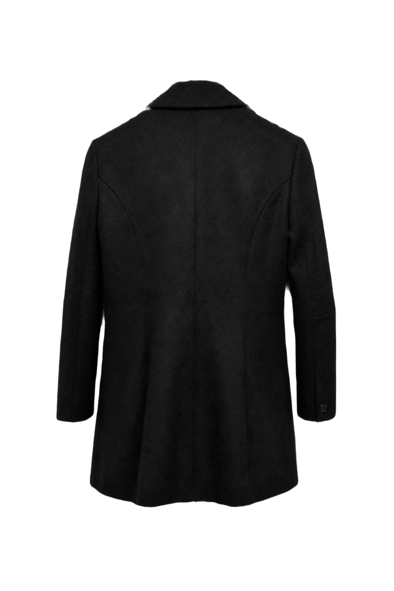 1990s Black Wool Coat - Back View