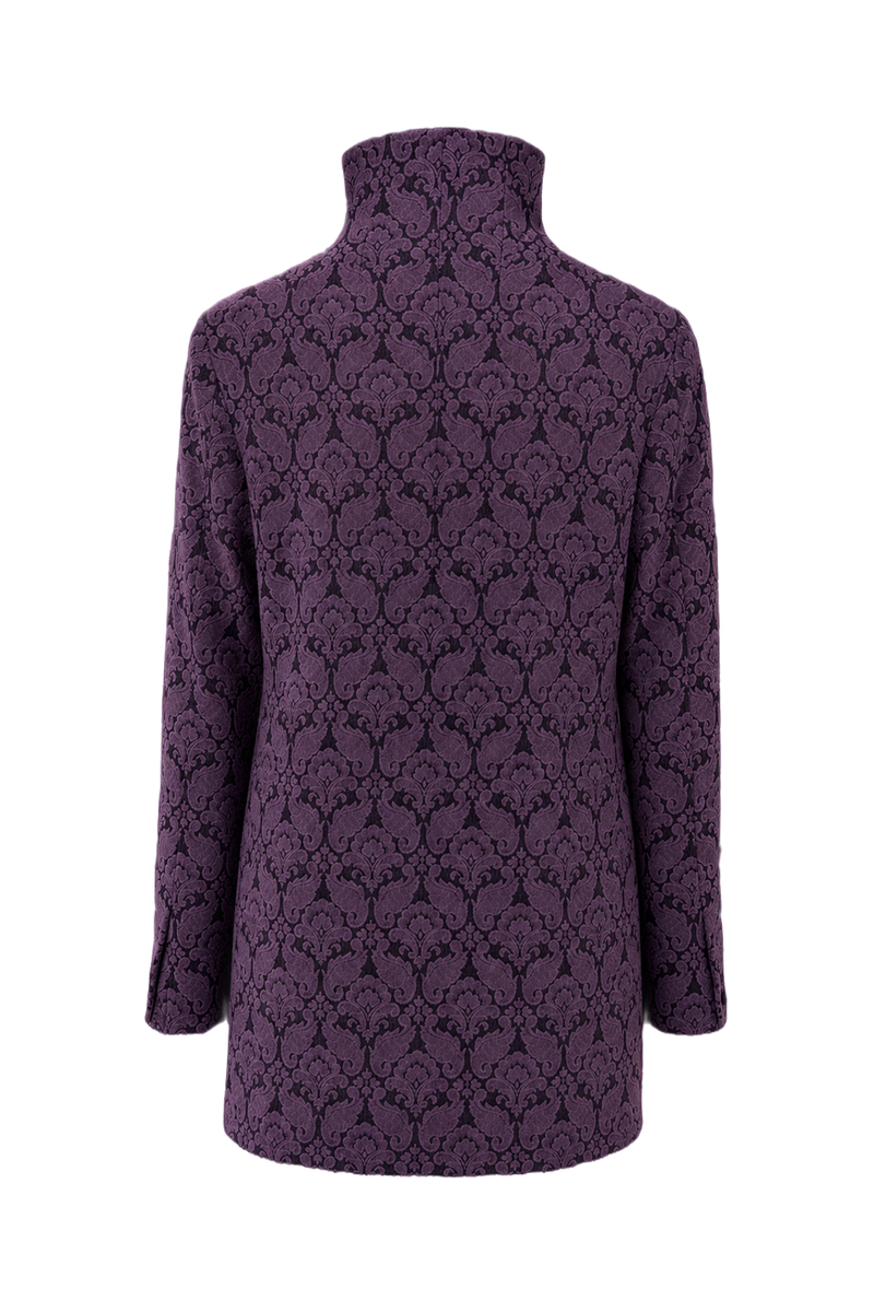 1970s Purple Brocade Coat - Back View