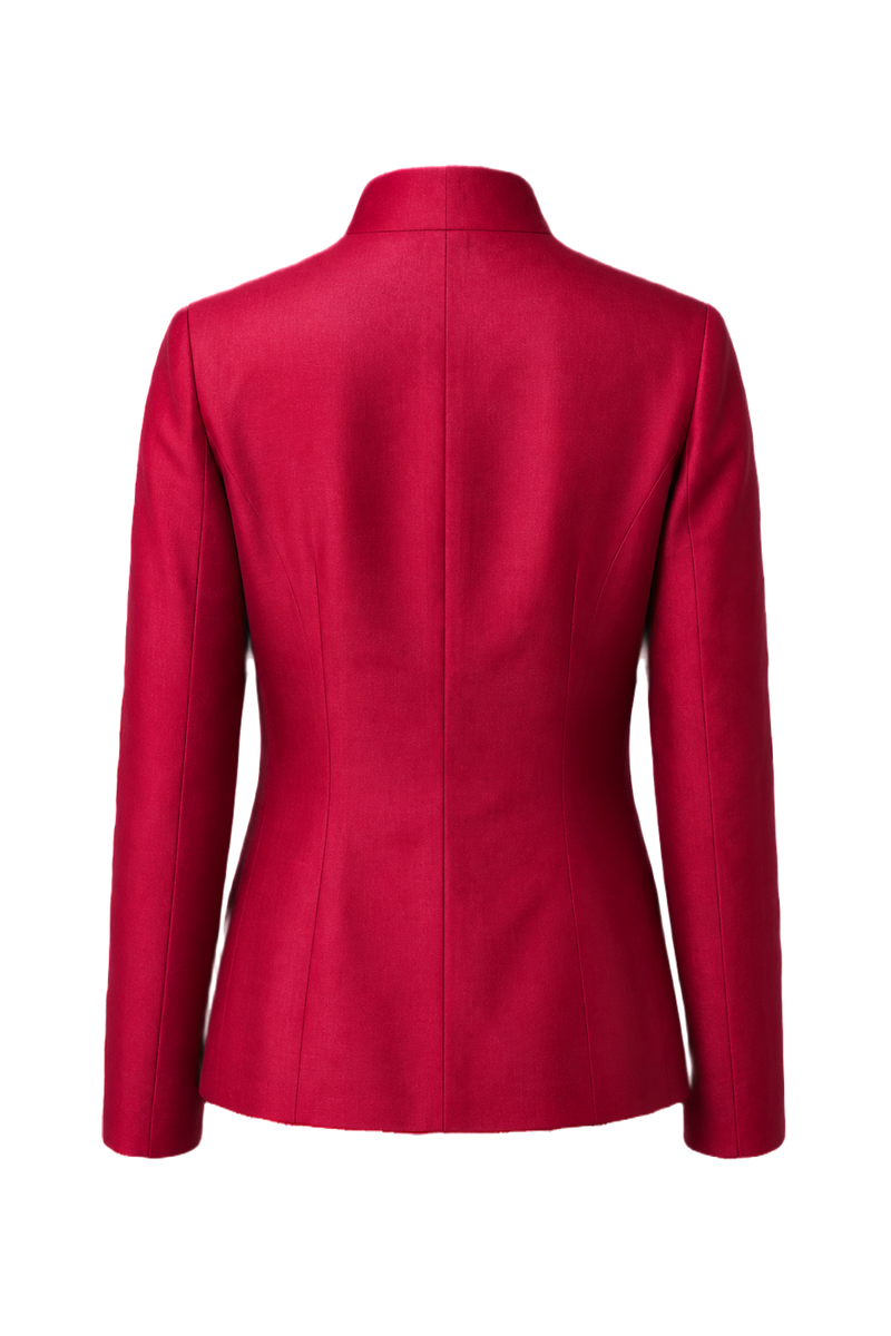 1980s Deep Crimson Silk Blazer - Back View