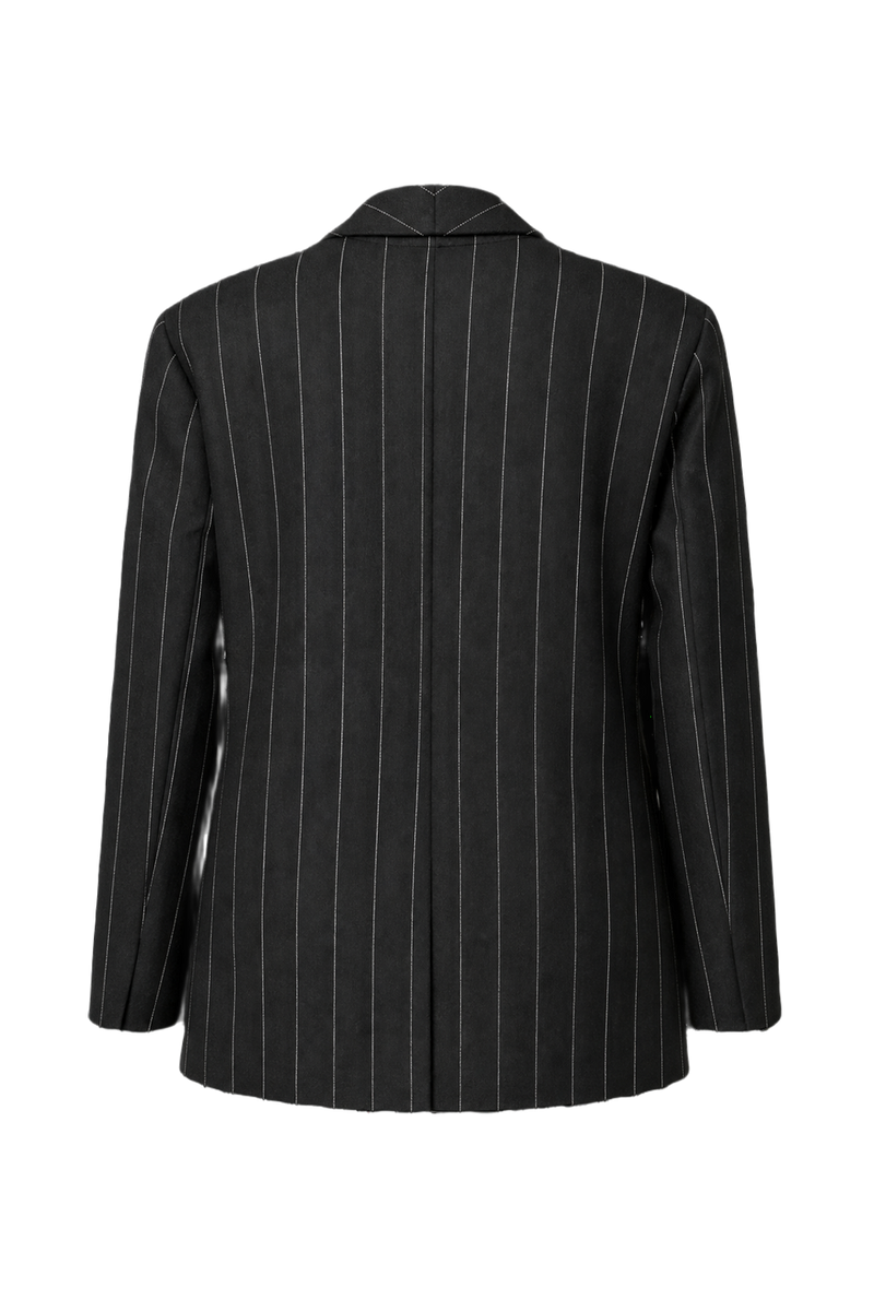 1980s Black Wool Blend Blazer - Back View