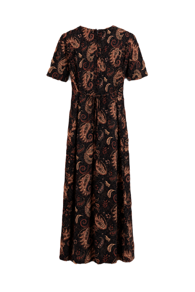 1980s Black Polyester Blend Maxi Dress - Back View