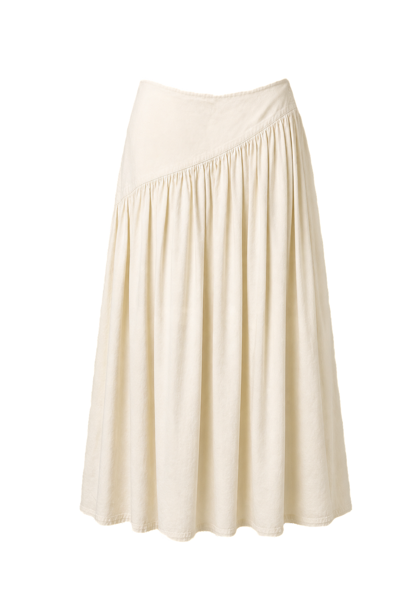 1980s Ivory Cotton Skirt - Back View