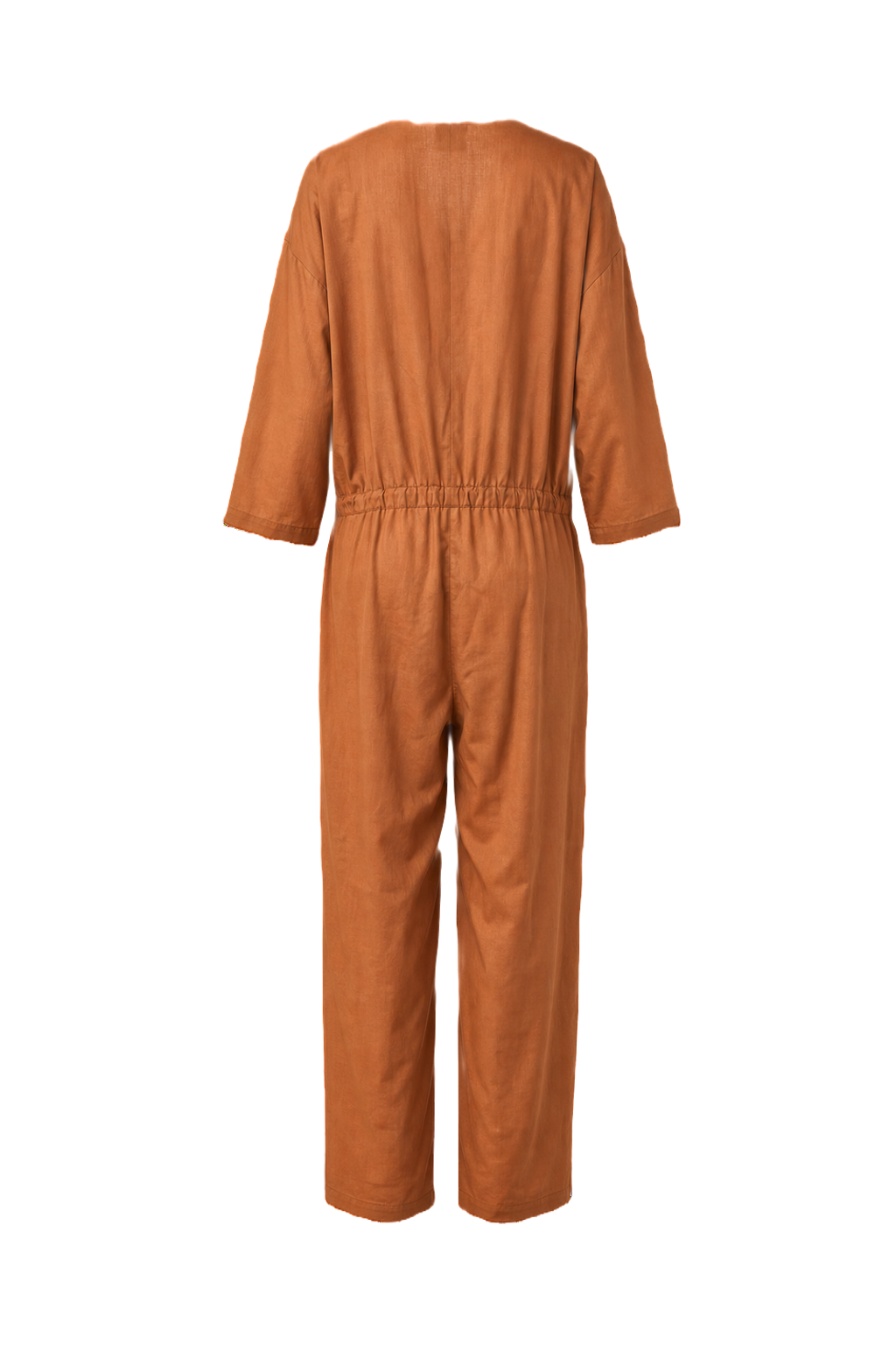 1980s Tan Polyester Jumpsuit - Back View