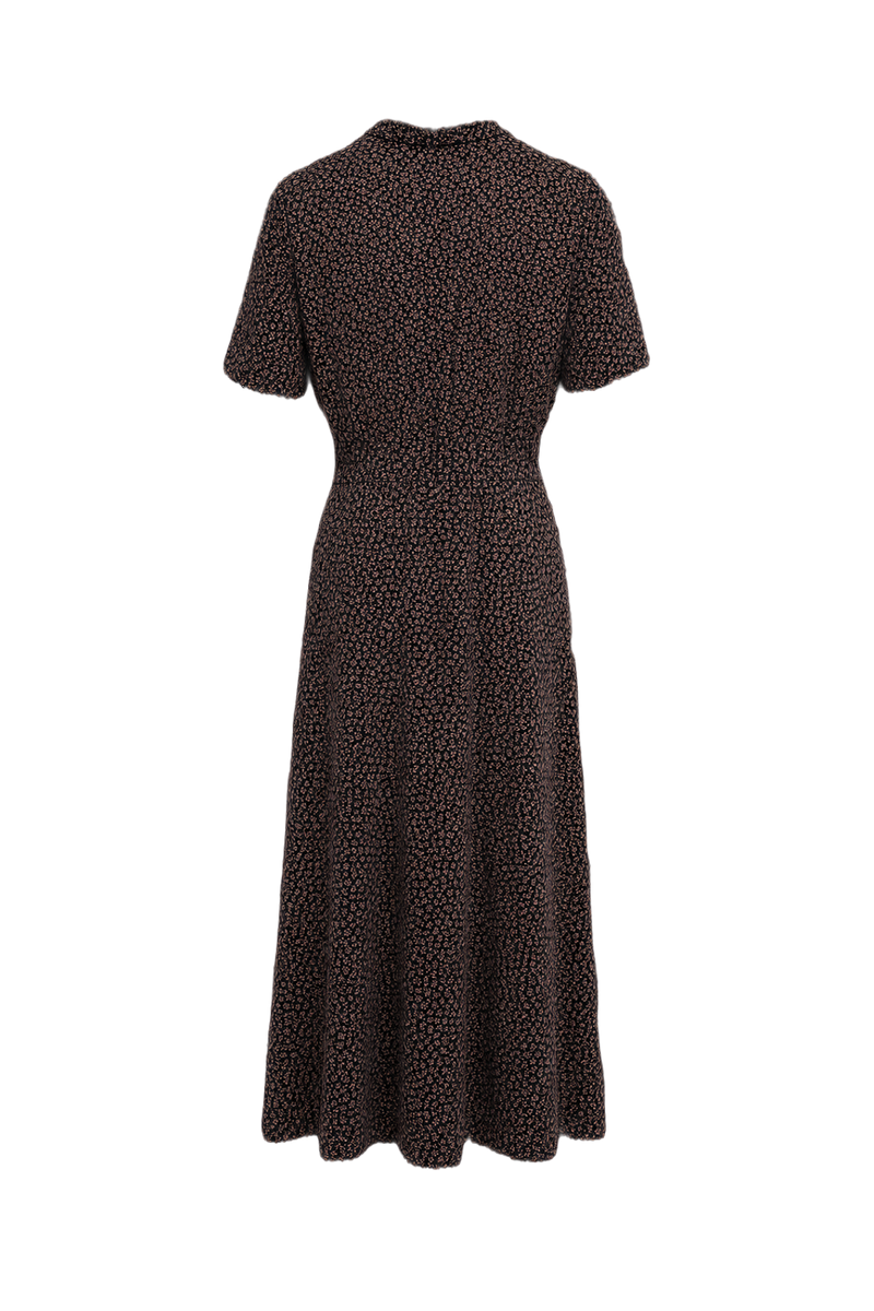 1980s Navy Blue Polyester Maxi Dress - Back View