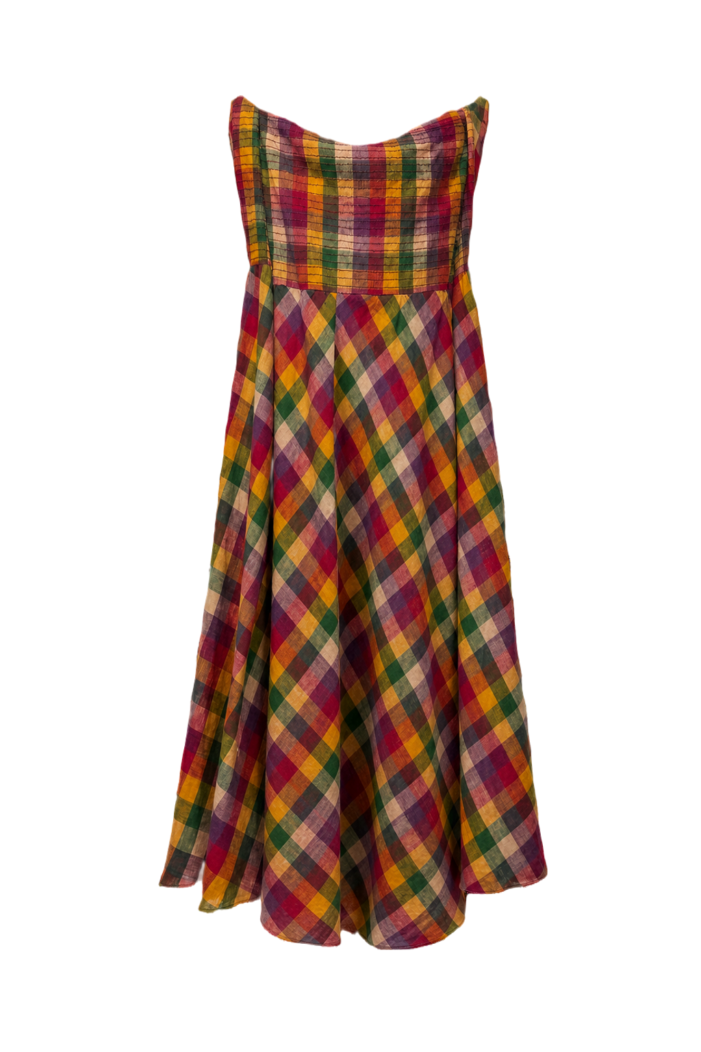 1970s Multi-Color Cotton Blend Dress - Back View