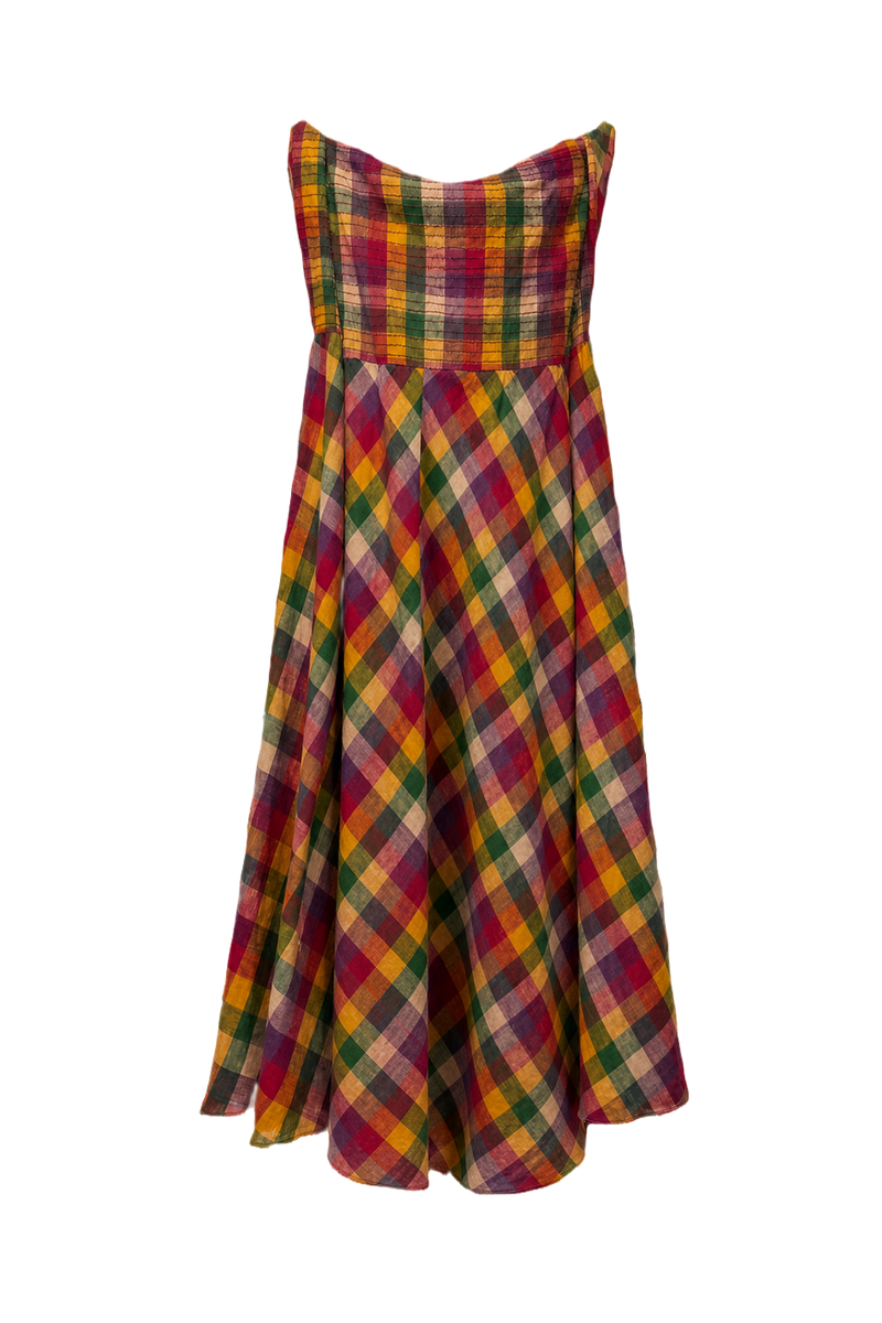 1970s Multi-Color Cotton Blend Dress - Back View