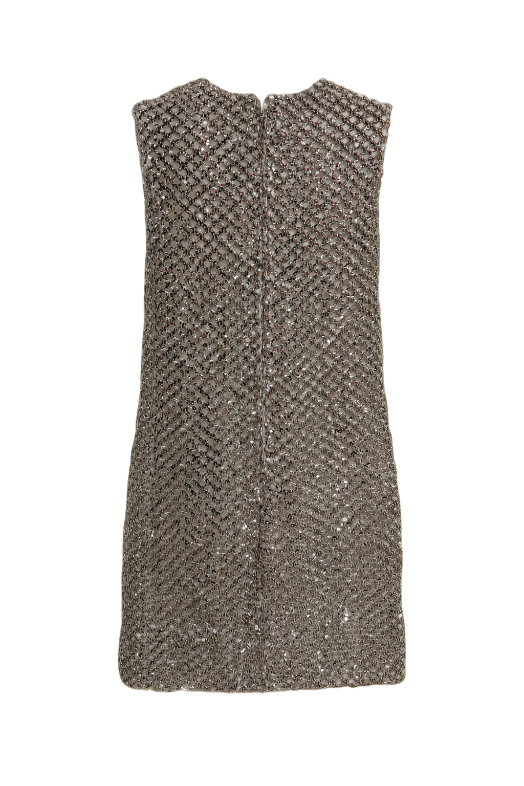 1960s Silver Synthetic Blend Mini Dress - Back View