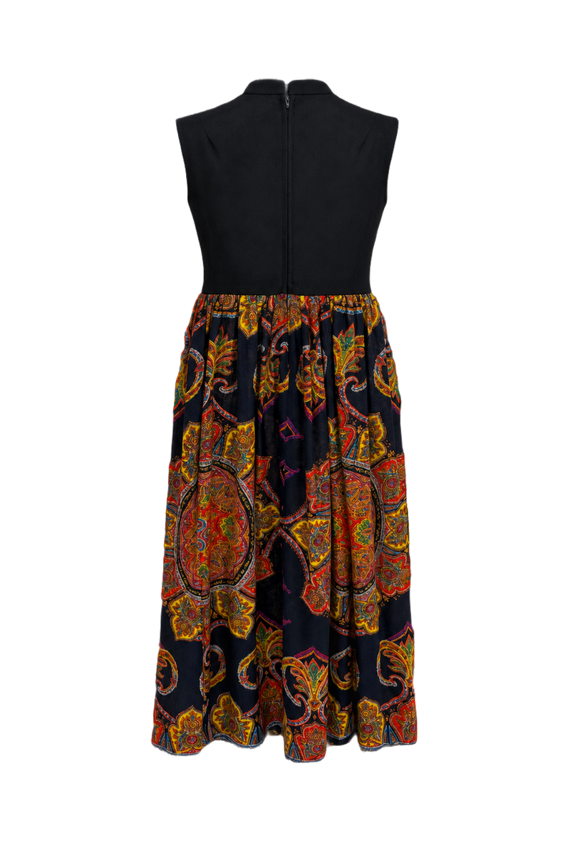 1960s Black Polyester Blend Maxi Dress - Back View