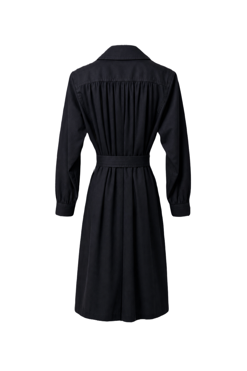 1980s Navy Blue Cotton Trench Coat - Back View