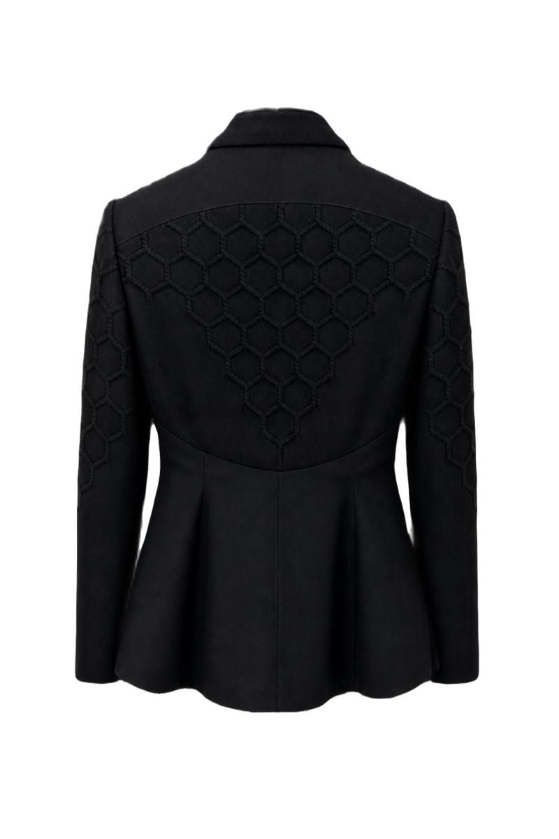 1950s Black Wool Blend Blazer - Back View