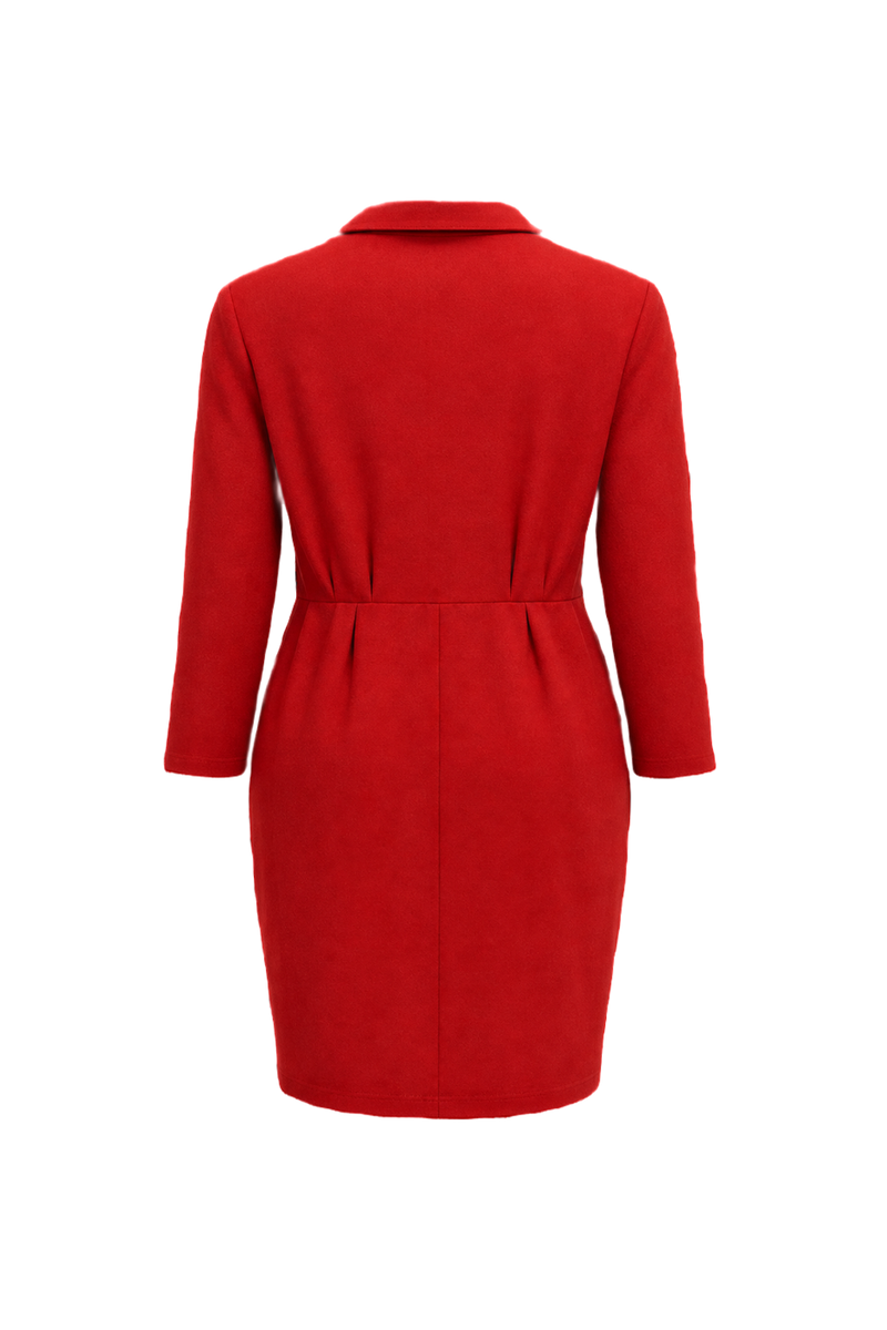 1990s Red Polyester Dress - Back View