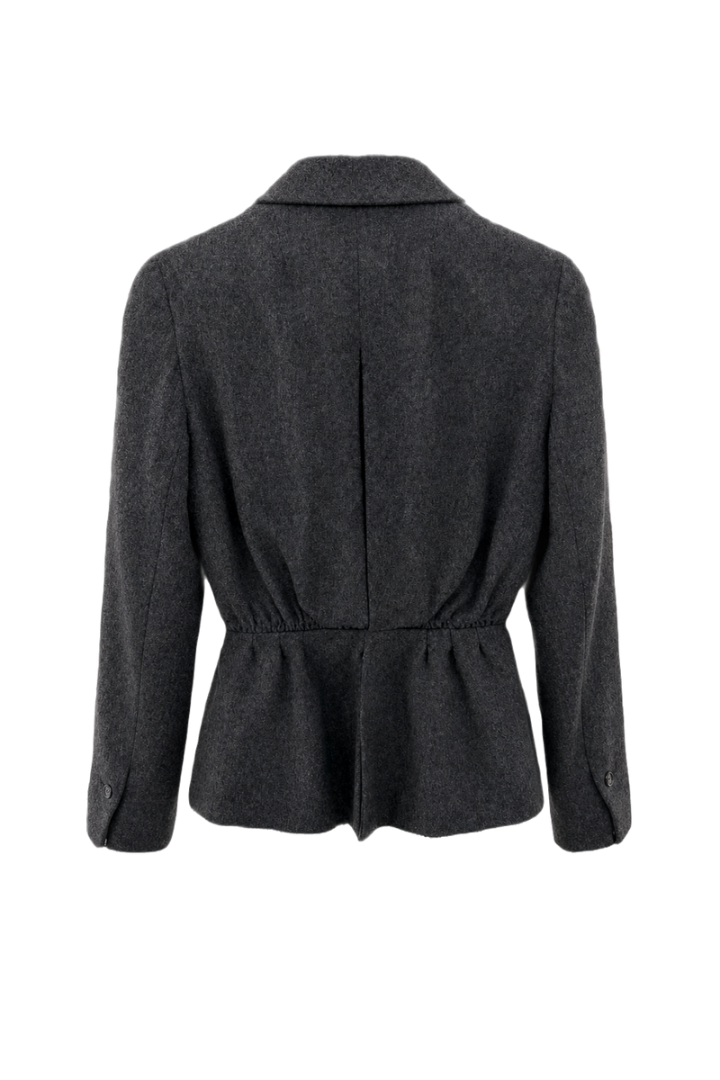 1950s Charcoal Grey Wool Blazer - Back View