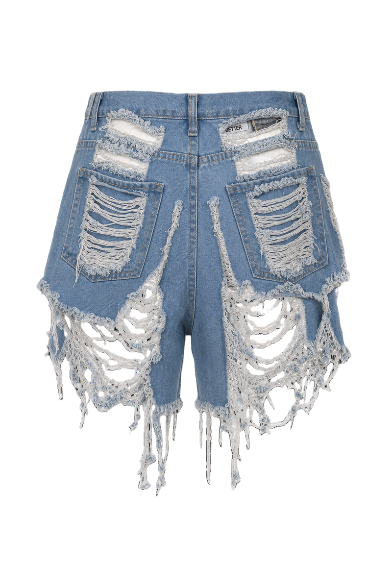 1990s Light Blue Denim Shorts - Back View